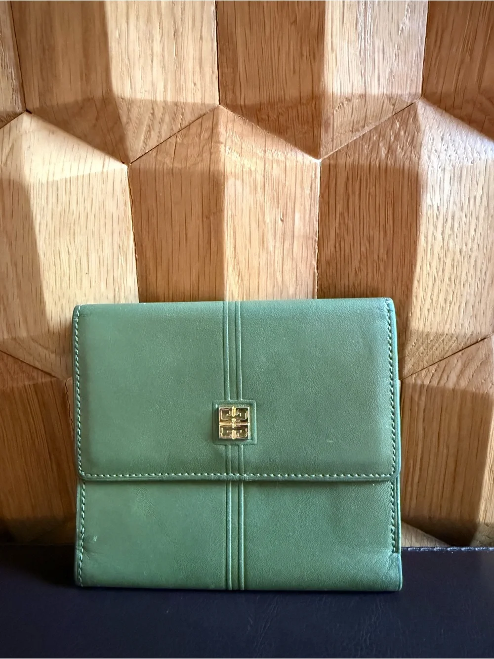 Givenchy Olive Green Leather Bi-fold Wallet